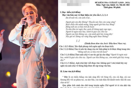 Tranh cãi chuyện ca khúc của Jack được đưa vào đề thi Ngữ Văn cấp 3