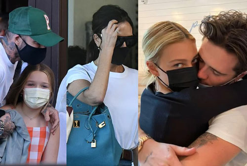 Vợ chồng Beckham diện đồ đôi đi ăn cùng 3 con, riêng cậu cả Brooklyn vắng mặt vì bận mừng sinh nhật hôn thê tài phiệt