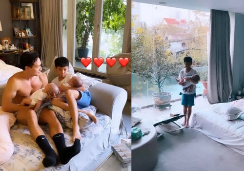 Khoe khoảnh khắc Subeo bế em thuần thục, Hà Hồ tiện hé lộ luôn mọi góc trong biệt thự hạng sang