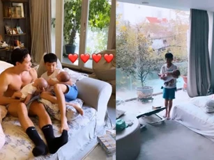 Khoe khoảnh khắc Subeo bế em thuần thục, Hà Hồ tiện hé lộ luôn mọi góc trong biệt thự hạng sang