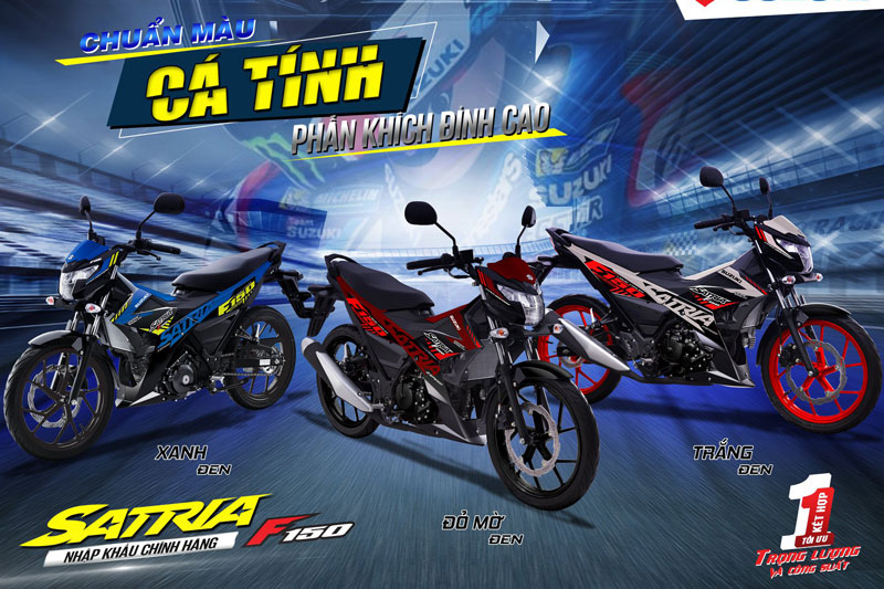 Suzuki Satria F150 2021 ra mắt tại Việt Nam với tem màu mới, giá không đổi