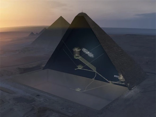 Vị trí căn phòng bên dưới lòng đất của kim tự tháp /// ScanPyramids