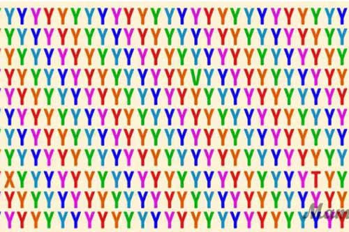 Thách thức thị giác 5 giây: Đố bạn tìm ra 3 chữ cái khác biệt trong "một rừng chữ Y" nhiều màu này