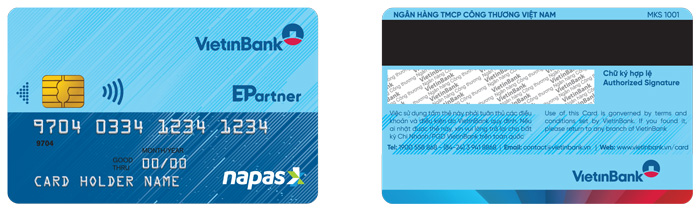VietinBank miễn phí phát hành thẻ Ghi nợ Nội địa (GNNĐ) Chip Contactless E-Partner VietinBank Napas.