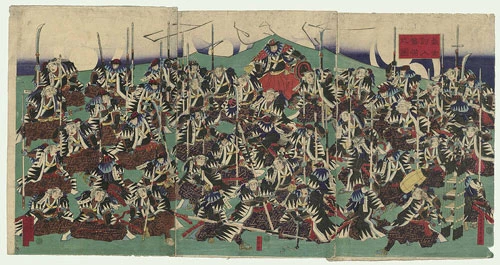 Hình minh họa trong sách nói về cuộc trả thù của 47 Samurai.