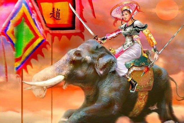 Nữ tướng nào cài trâm vàng, đi guốc ngà, cưỡi voi xung trận?