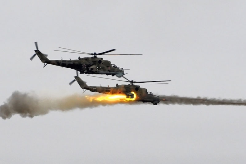 Xem trực thăng Nga truy đuổi khủng bố IS ở miền Trung Syria