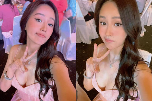 Mai Phương Thuý đi ăn cưới Phan Thành: Diện váy trễ nải, selfie phô diễn vòng 1 gần 100cm ngồn ngộn ở góc “hiểm hóc”
