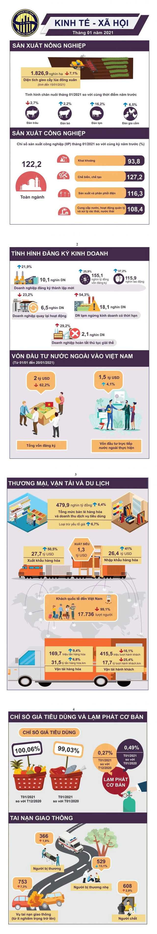 Bức tranh kinh tế Việt Nam tháng 1/2021.