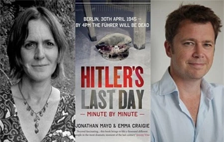 Hai tác giả Jonathan Mayo và Emma Craige cùng bìa cuốn sách 24 giờ cuối cùng của Hitler (Nguồn: