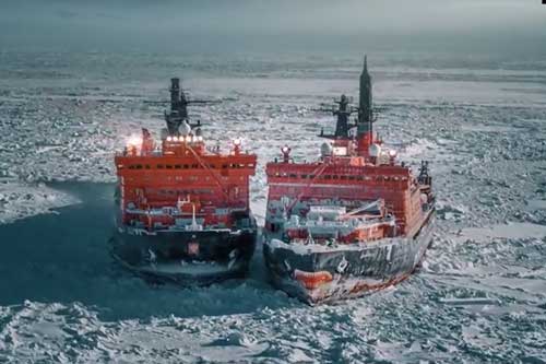 CLIP: 'Tận mục' tàu phá băng hạt nhân lớn nhất và mạnh nhất thế giới của Nga chinh phục Bắc Cực