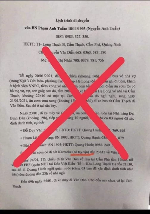 Tin giả xuất hiện trên Facebook sau khi Quảng Ninh có ca dương tính với Covid-19.