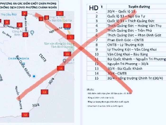 Những hình ảnh, thông tin giả mạo về việc phong toả, cách ly thêm một số khu vực ở TP. Thủ Dầu Một được đăng tải trên mạng xã hội.