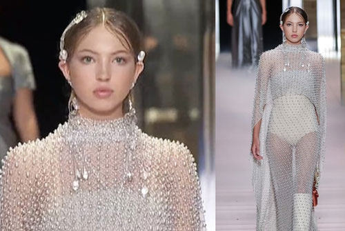 Ái nữ huyền thoại làng mẫu Kate Moss khoe nhan sắc nữ thần ở tuổi 18 khi cùng mẹ lên sàn diễn