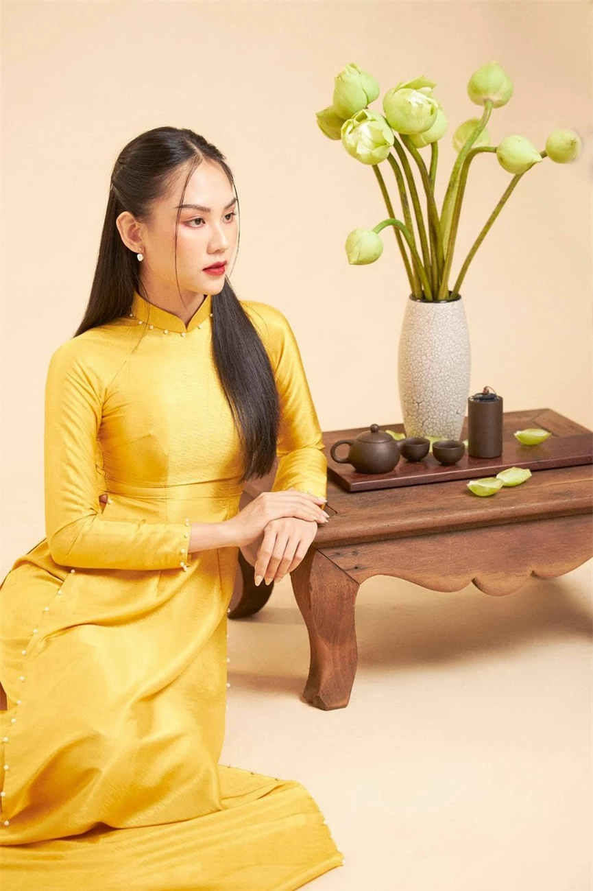 Người đẹp Nhân ái Huỳnh Nguyễn Mai Phương mặc áo dài chụp ảnh bên hoa sen đẹp như tranh - ảnh 4