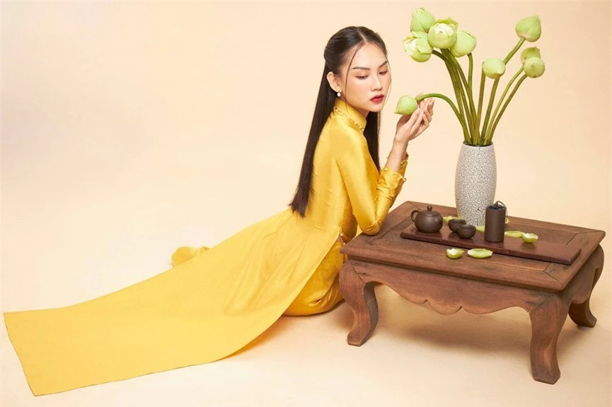 Người đẹp Nhân ái Huỳnh Nguyễn Mai Phương mặc áo dài chụp ảnh bên hoa sen đẹp như tranh - ảnh 6