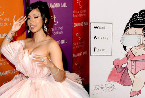 Cardi B chia sẻ bức tranh mang thông điệp chống dịch COVID-19 do fan Việt vẽ