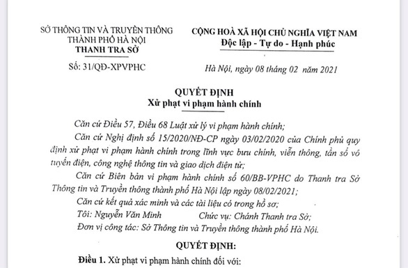 Hà Nội: Phạt 7,5 triệu đồng vì đăng tin sai về Covid-19 lên mạng xã hội
