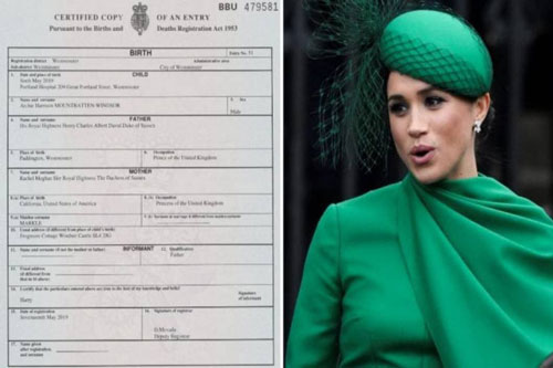 Meghan cố tình đổ lỗi cho Hoàng gia Anh về việc sửa đổi giấy khai sinh của con trai