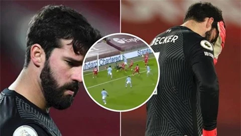 Alisson trở thành 'Karius đệ nhị' trong ngày Liverpool thua thảm Man City