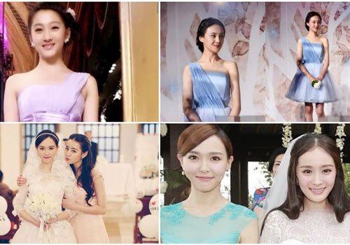 Cùng khoác lên người chiếc váy phù dâu xinh đẹp nhưng Quan Hiểu Đồng, Trịnh Sảng, hay Đường Yên đều thua Địch Lệ Nhiệt Ba