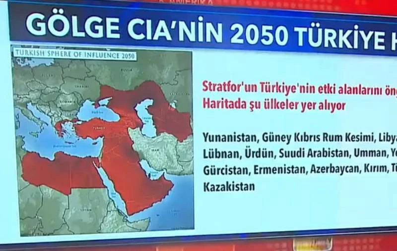 Bản đồ một số quốc gia làng giềng, trong đó có Crimea trên truyền hình nhà nước Thổ Nhĩ Kỳ
