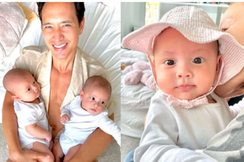 Hình ảnh vô cùng đáng yêu của Kim Lý và cặp song sinh Lisa - Leon khi chuẩn bị đi chơi