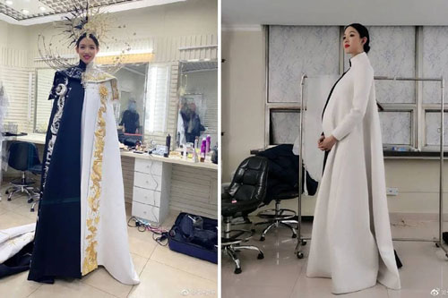 Bầu bí ở tháng thứ 6 mà Trương Tử Lâm vẫn đi giày cao gót, mặc quần áo nặng hàng chục kg để catwalk