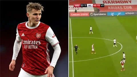 Fan Arsenal phẫn nộ khi Odegaard bị đồng đội cô lập trên sân