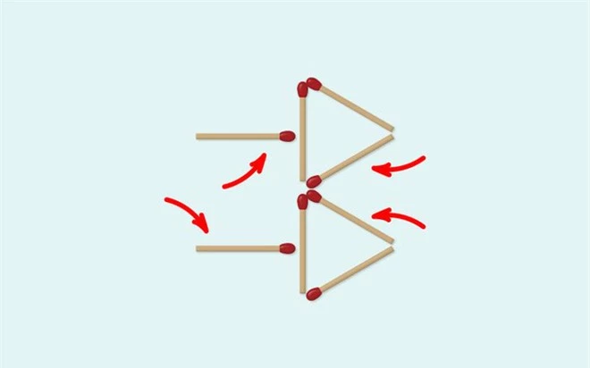 Thách thức trí não 5 giây: Đố bạn di chuyển 4 que diêm để xếp thành 2 hình tam giác - Ảnh 2.