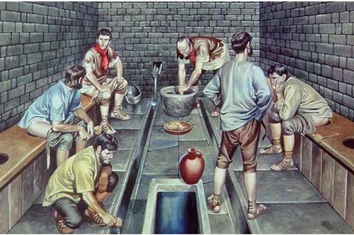 Chuyện nhà vệ sinh công cộng dị hợm thời La Mã, nơi tất cả mọi người chùi chung bằng 1 cái que