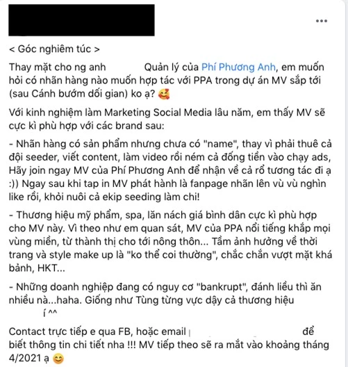 Xôn xao bài đăng ekip Phí Phương Anh kêu gọi tài trợ MV với nhãn hàng bình dân hoặc sắp phá sản, người trong cuộc nói gì? - Ảnh 2. Xôn xao bài đăng ekip Phí Phương Anh kêu gọi tài trợ MV với nhãn hàng bình dân hoặc sắp phá sản, người trong cuộc nói gì? - Ảnh 2.