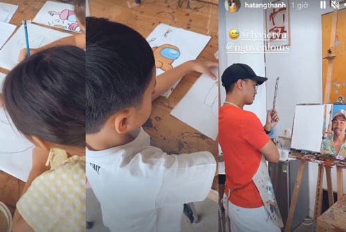 Hà Tăng đưa gia đình đi học vẽ, cư dân mạng 'bật ngửa' trước tác phẩm của Louis Nguyễn