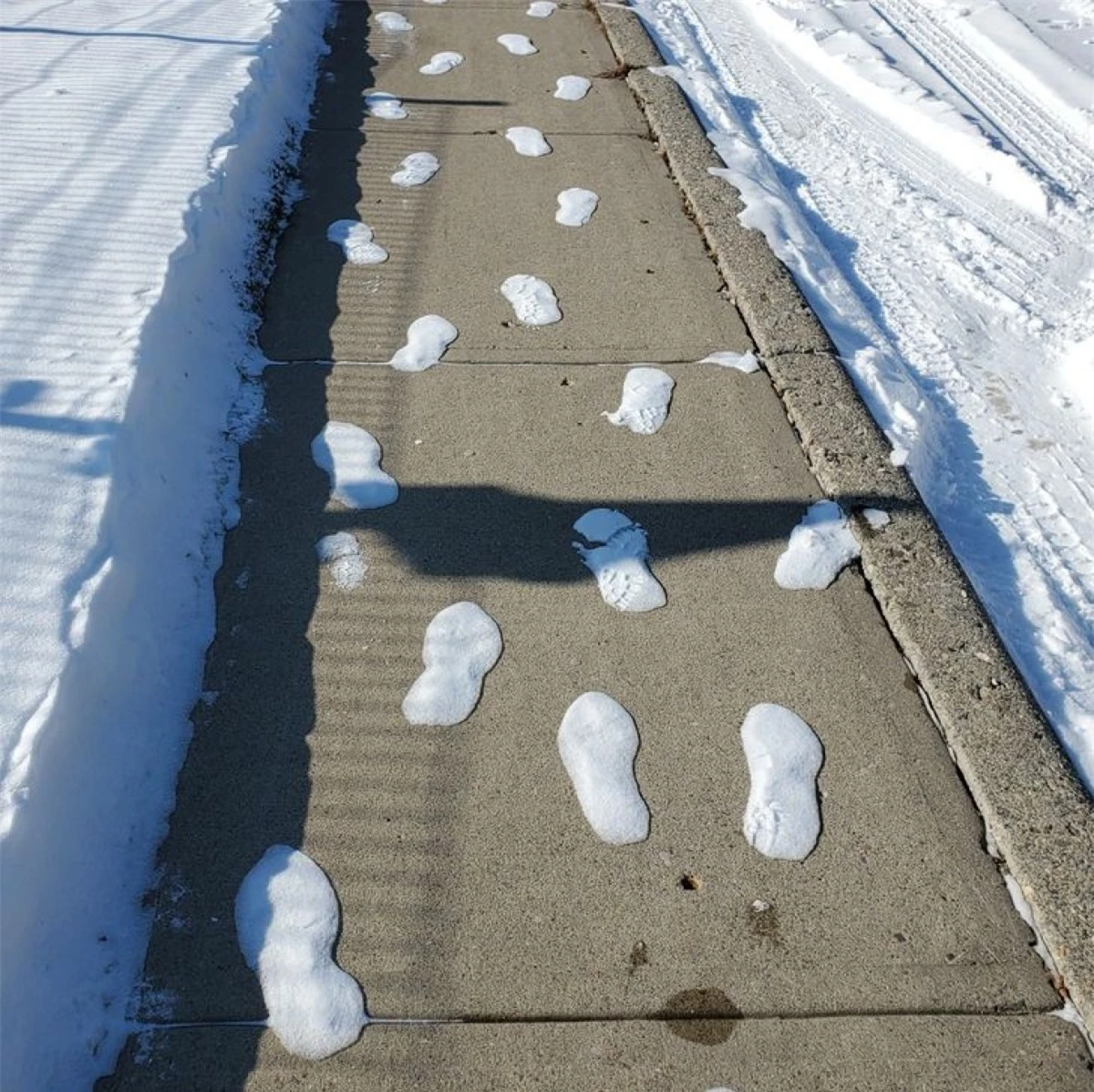 Tuyết tan chảy và chỉ còn lại những vết chân.