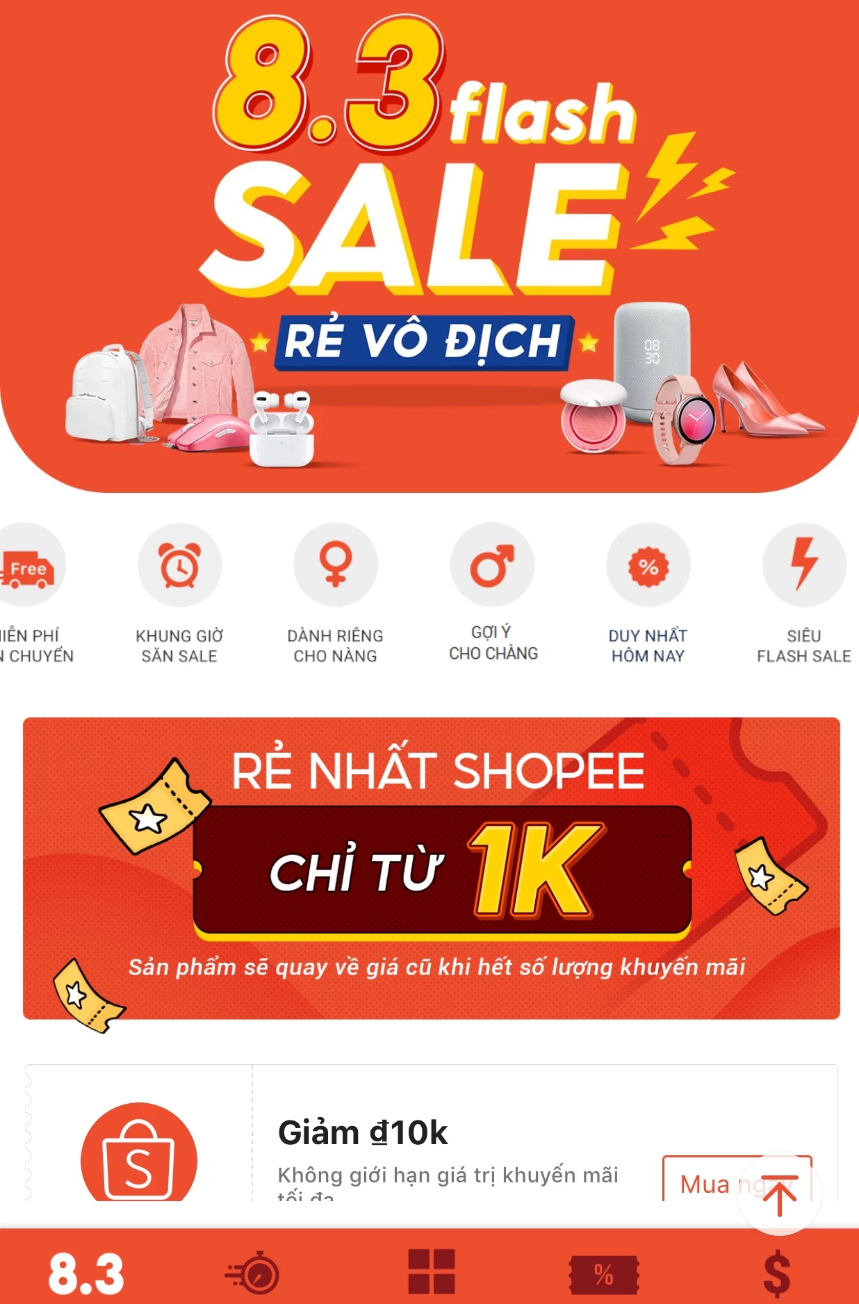 Sự kiện Shopee 8.3.