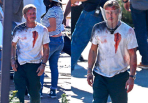 Brad Pitt tơi tả, bầm dập ở phim trường