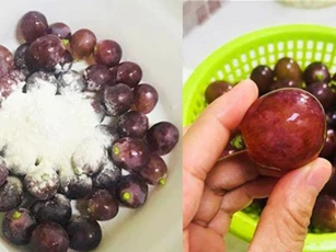 Ngâm nho trong nguyên liệu này 10 phút sạch bách hóa chất, ăn không cần bóc vỏ