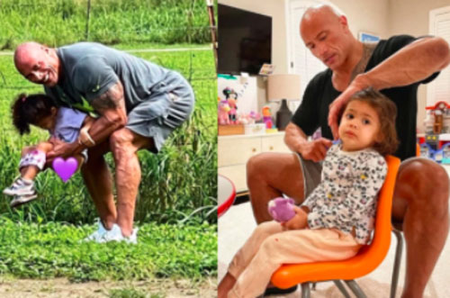 The Rock "khủng bố" nhất Hollywood hoá bố bỉm bánh bèo: Làm nail, tóc “free”, o ép body lực lưỡng để ngồi thưởng trà với con gái