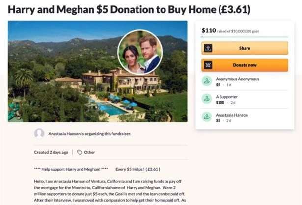 Chuyện thật như đùa: Dân Mỹ rủ nhau quyên góp giúp vợ chồng Meghan mua nhà sau màn than khổ bị cắt tài chính, Harry có thực sự 