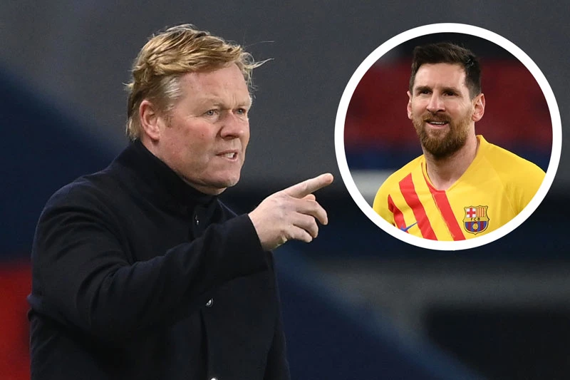 HLV Koeman và Messi (ảnh nhỏ).