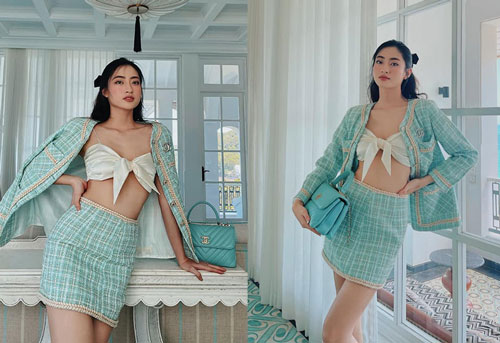 Hoa hậu Lương Thùy Linh hiếm hoi ăn vận mát mẻ