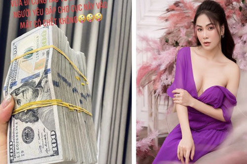 Tuyết Nga khoe được bạn trai tặng sấp tiền đô dày bằng mấy cuốn sách