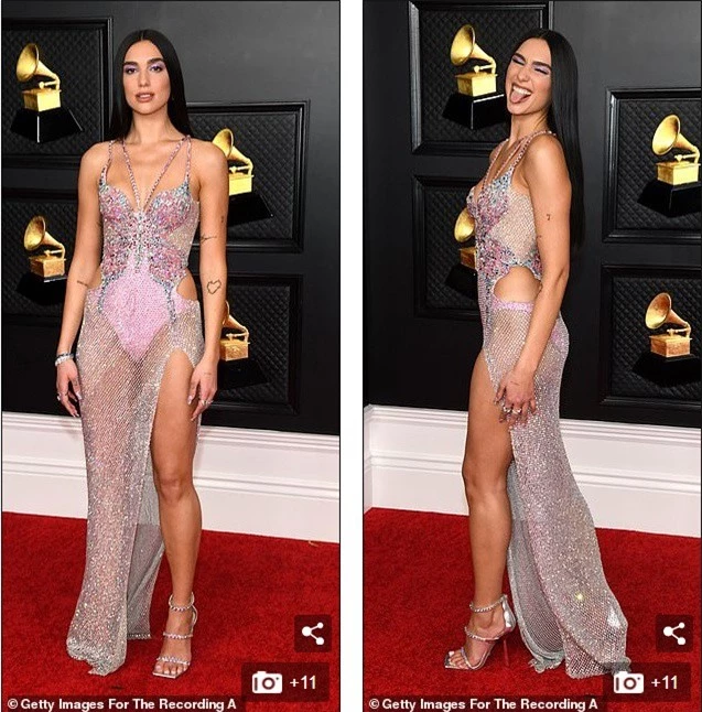 Dua Lipa siêu gợi cảm tại Grammy: Hết xuyên thấu lại thoát y - ảnh 2