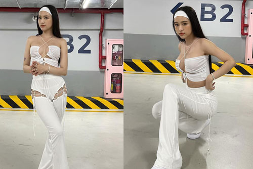 Thúy Vi lại gây 'choáng' khi diện đồ như nội y khoe vòng một ngồn ngộn