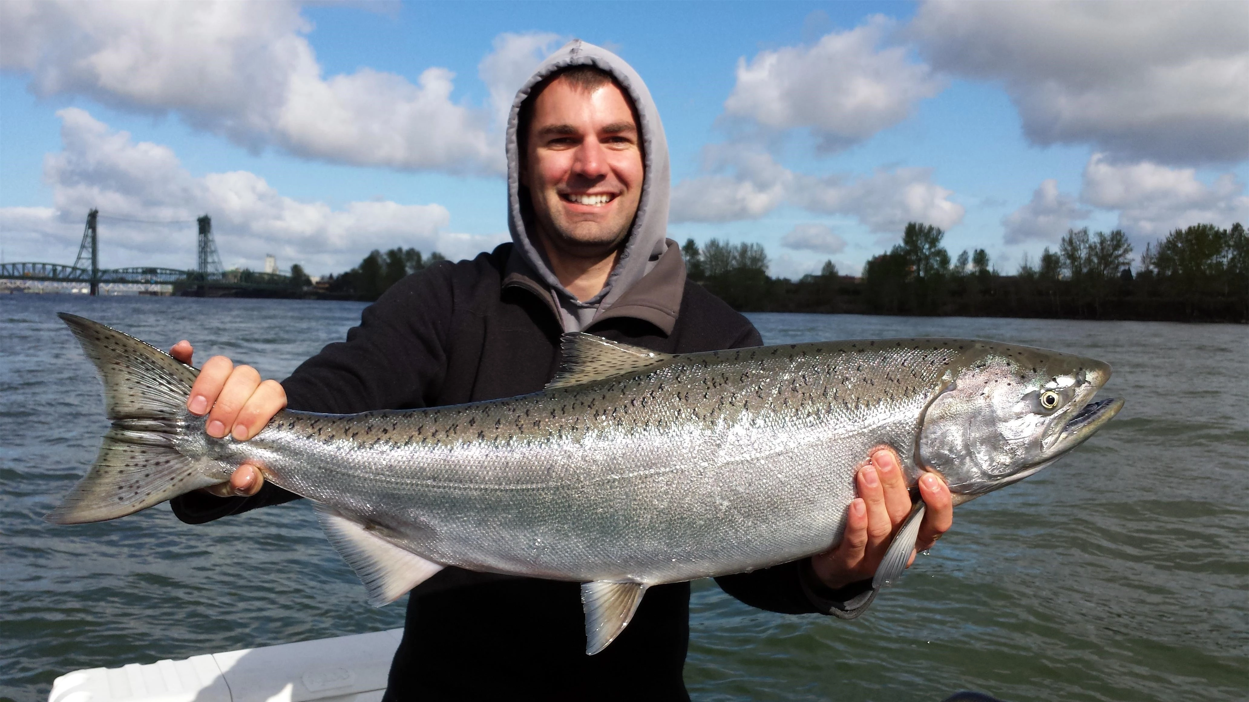  Con cá hồi chinook trong ảnh được bắt ở cửa sông Columbia trước mùa ngược dòng tìm về nguyên quán để sinh sản rồi chết trên chính quê mình. Ảnh: T.L.