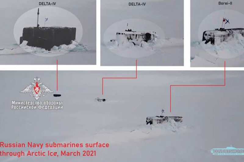 Ba tàu ngầm hạt nhân Nga trang bị vũ khí hạt nhân "tấn công" Mỹ từ Bắc Cực