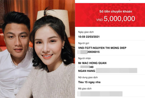 Đang ở Séc, Kỳ Hân chuyển khoản cho Mạc Hồng Quân 5 triệu cùng lời nhắn: 'Tiêu 15 ngày nha'