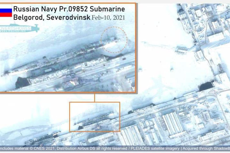 Vệ tinh Mỹ lần đầu tiên phát hiện tàu ngầm hạt nhân của Nga mang theo siêu ngư lôi hạt nhân 