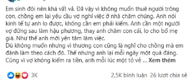 Chồng quyết hoán đổi vị trí cho vợ để &quot;dằn mặt&quot; với tuyên bố &quot;việc nhà tôi vẩy tay tí là xong&quot;, nhưng cuộc gọi điện lúc cuối ngày của anh lại đảo ngược tất cả - Ảnh 1.