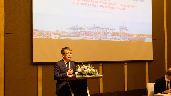 Phó Tổng cục trưởng Tổng cục Hải quan Mai Xuân Thành phát biểu tại Hội thảo ngày 30/3/2021.